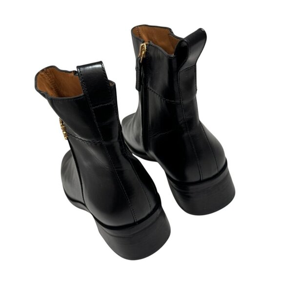 Tory Burch Everly Flat Boot, Perfect Black w gold logo , 9 1/2 NEW - Picture 5 of 6